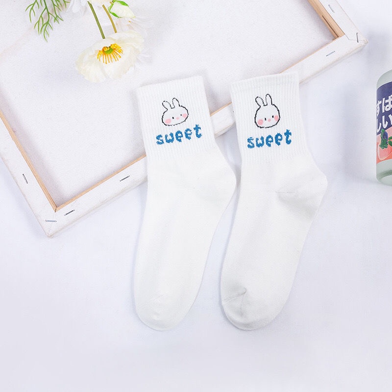Vớ Cotton Mỏng Cổ Vừa In Họa Tiết Gấu Dễ Thương Phong Cách Nhật Hàn Thời Trang Mùa Hè Cho Nữ