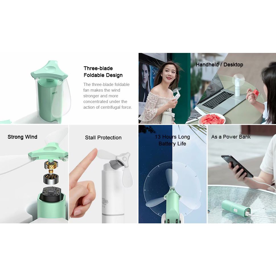 Quạt cầm tay tích hợp pin dự phòng 2000mah Baseus B02 chính hãng | BigBuy360 - bigbuy360.vn