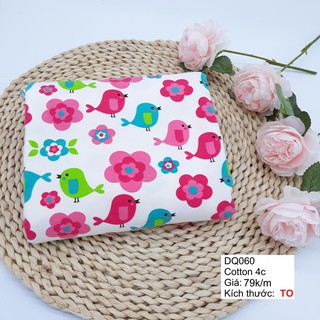 Vải cotton thun co giãn - cotton 2c 4c may quần áo - chim hoa
