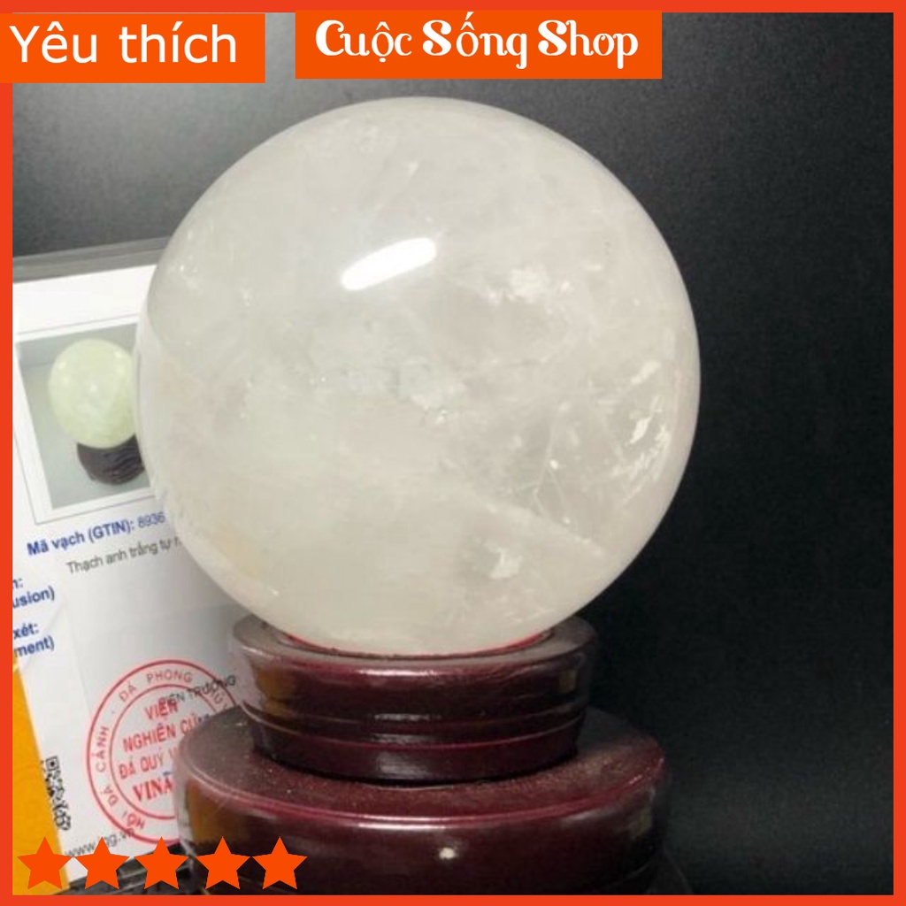 Cầu Phong Thủy Thạch_Anh Trắng mạng KIM - THỦY nặng 1.0 Kg, Đường Kính 8-9cm