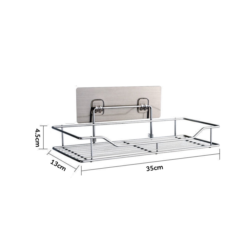 Kệ Inox 304 Dán Tường,Kệ Nhà Tắm Hình Chữ Nhật Dài 35cm (MP01)