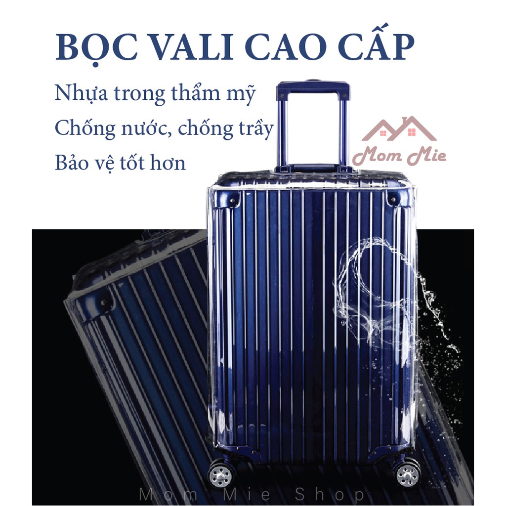 Túi bảo vệ vali - bọc vali chống trầy nhựa trong/ nhựa đục/ vải không dệt - H001, M130