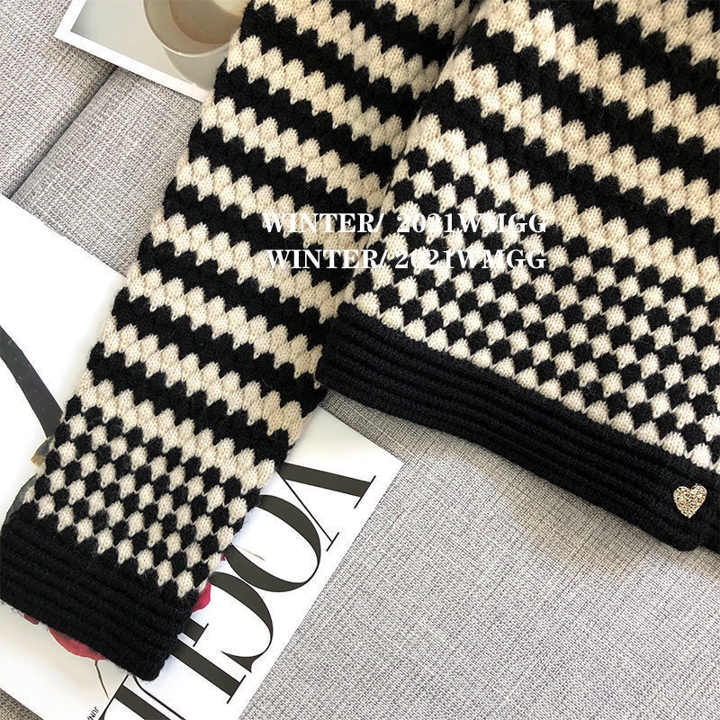 Áo Khoác Cardigan Dệt Kim Hoạ Tiết Kẻ Sọc  tao bao