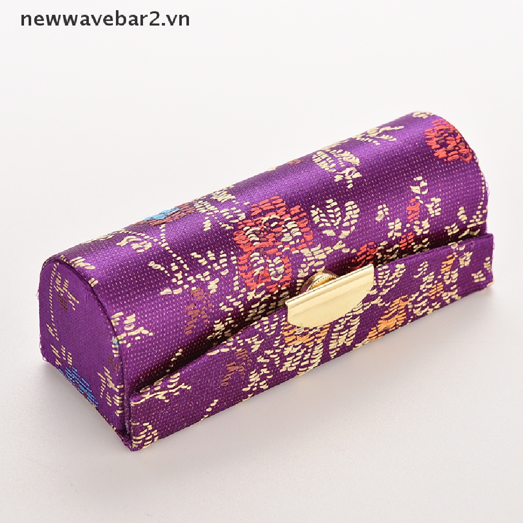 [newwavebar] Hot Hộp Đựng Son Môi Thêu Hoa Thổ Cẩm Cổ Điển Có Gương