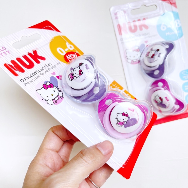 [Có nắp chụp] Ty ngậm / ti giả NUK Hello Kitty, Gấu Pooh đủ size