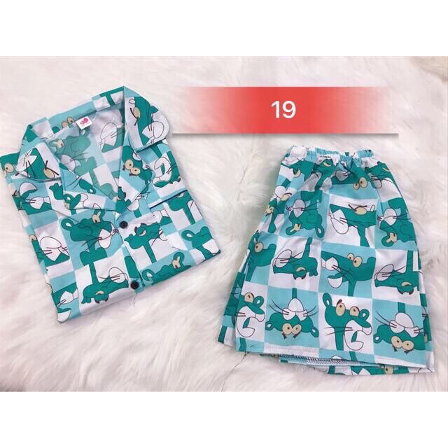 Bộ Pijama Mặc Nhà Cộc Tay, Bộ quần áo mặc nhà cộc tay, in hình họa tiết, freesize dưới 55kg, chất thô mềm mịn