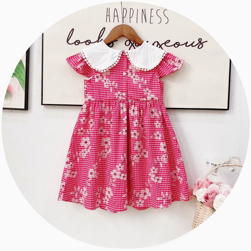 Váy hoa tiểu thư bé gái MINTSCLOSET Mint's Closet màu hồng cổ bèo tay ngắn 1 2 3 4 tuổi - GV0042 - GV0041 - GV0052