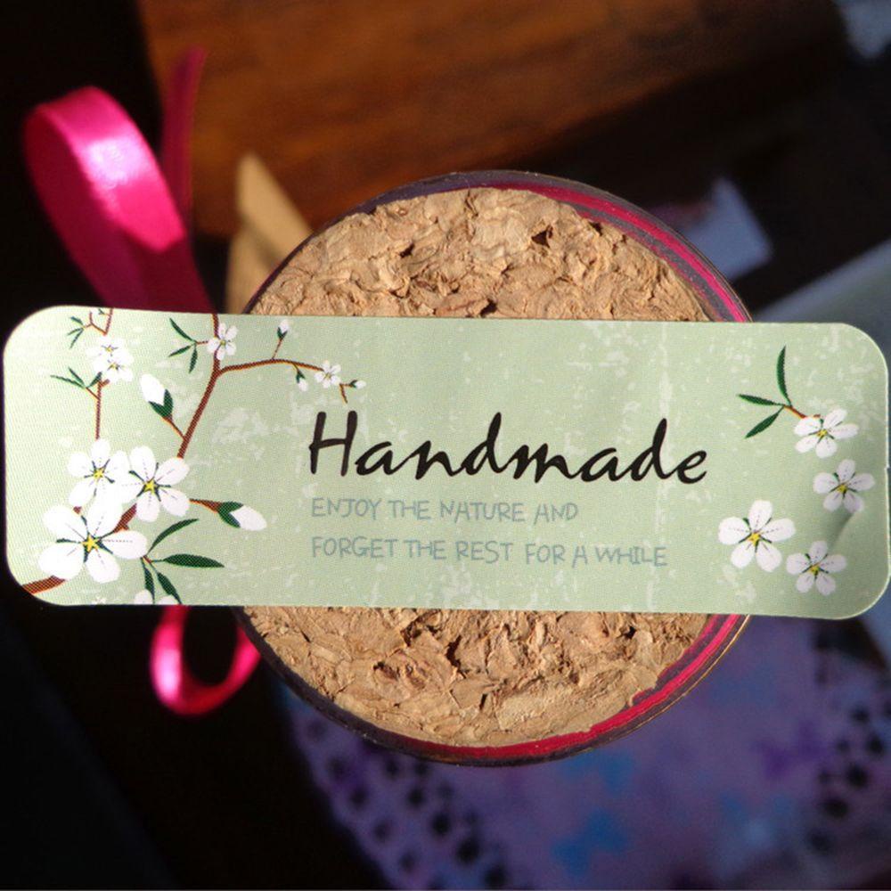 Set 120 Nhãn Dán Dài Bằng Giấy Kraft In Chữ Handmade