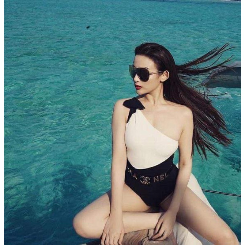 Bikini lệch phố nơ đen bản to như hình