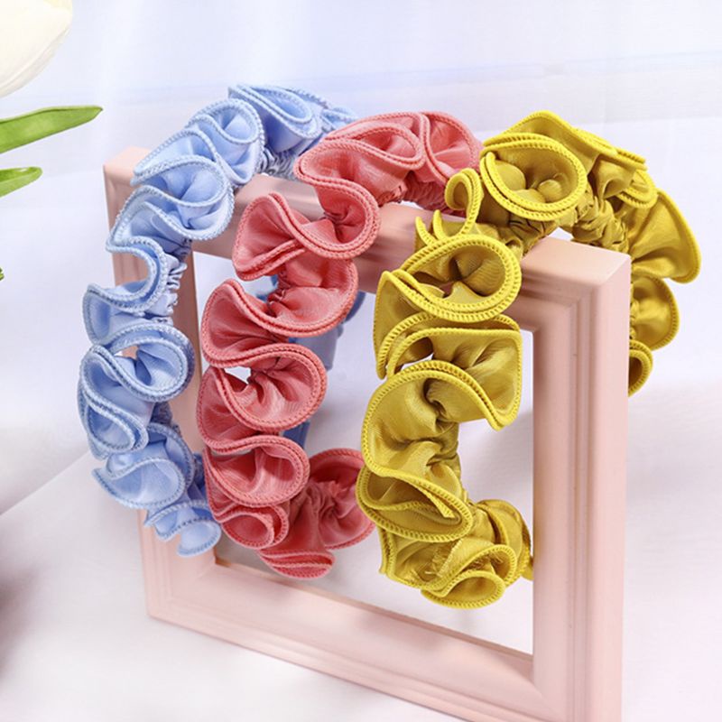 Băng Đô Cài Tóc Xếp Ly Nhún Bèo Màu Sắc Ngọt Ngào Phong Cách Cổ Điển Thời Trang Cho