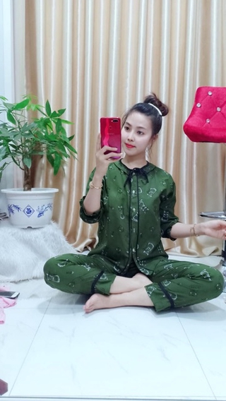 Đồ bộ mặc nhà vải kate lụa tay lở quần dài