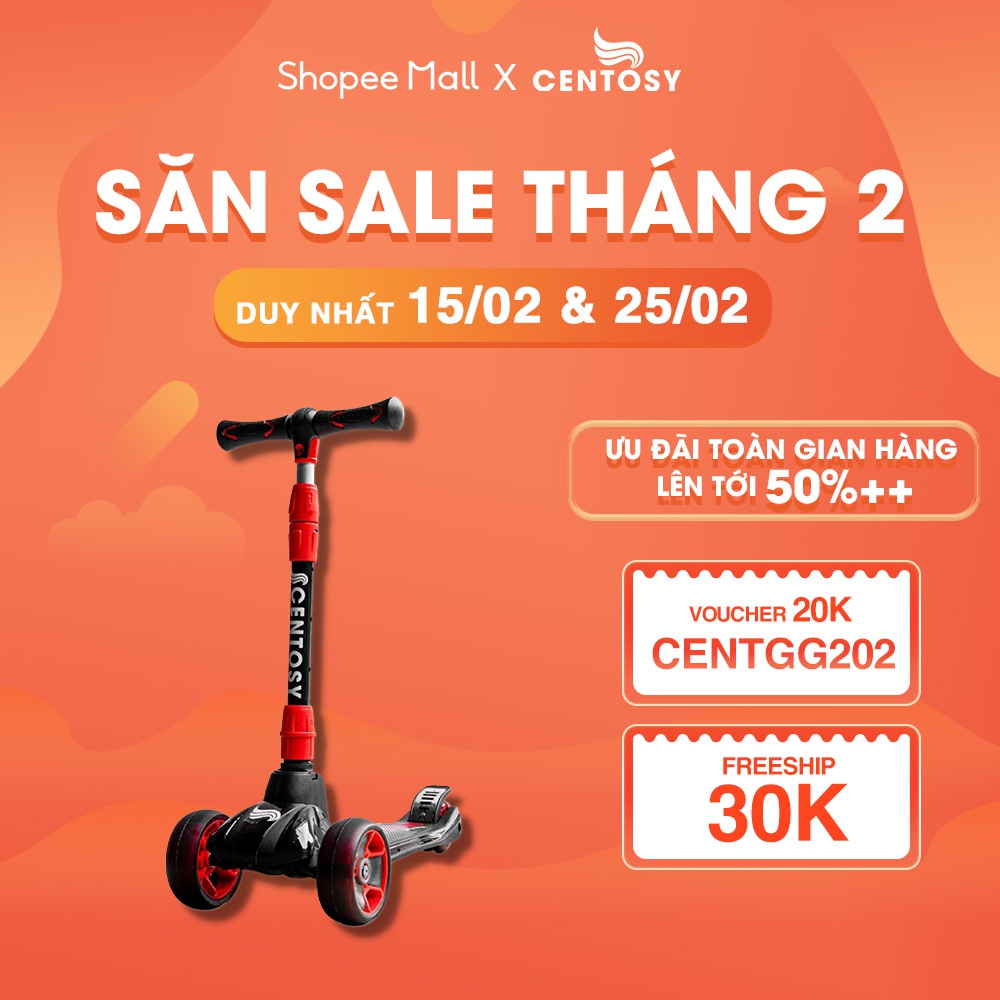 Xe Scooter Trẻ Em Cao Cấp [Centosy] S3 - Có Khung Chắc Chắn, Hình Bắt Mắt, Đèn Nháy