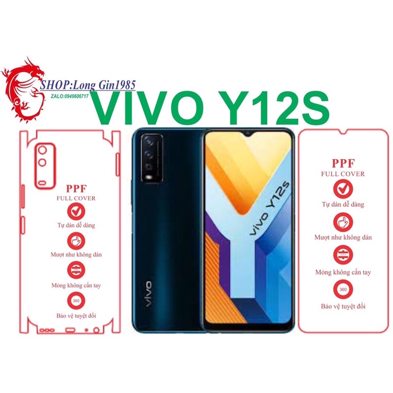 Vivo Y12S miếng dán trong Ppf mặt sau và mặt trước chống va đập chống trầy xước