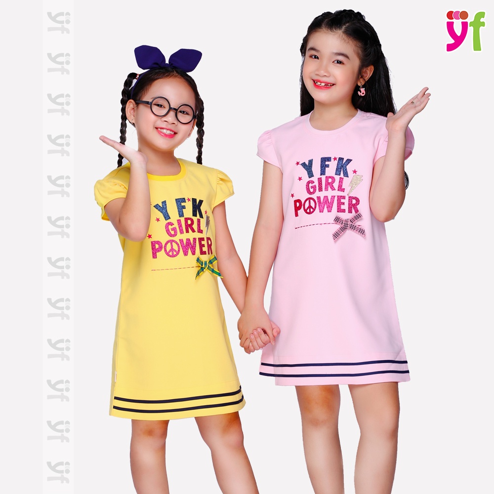 Đầm Suông Bé Gái In Chữ GIRL POWER Màu vàng tươi sáng, YF - 9DX565