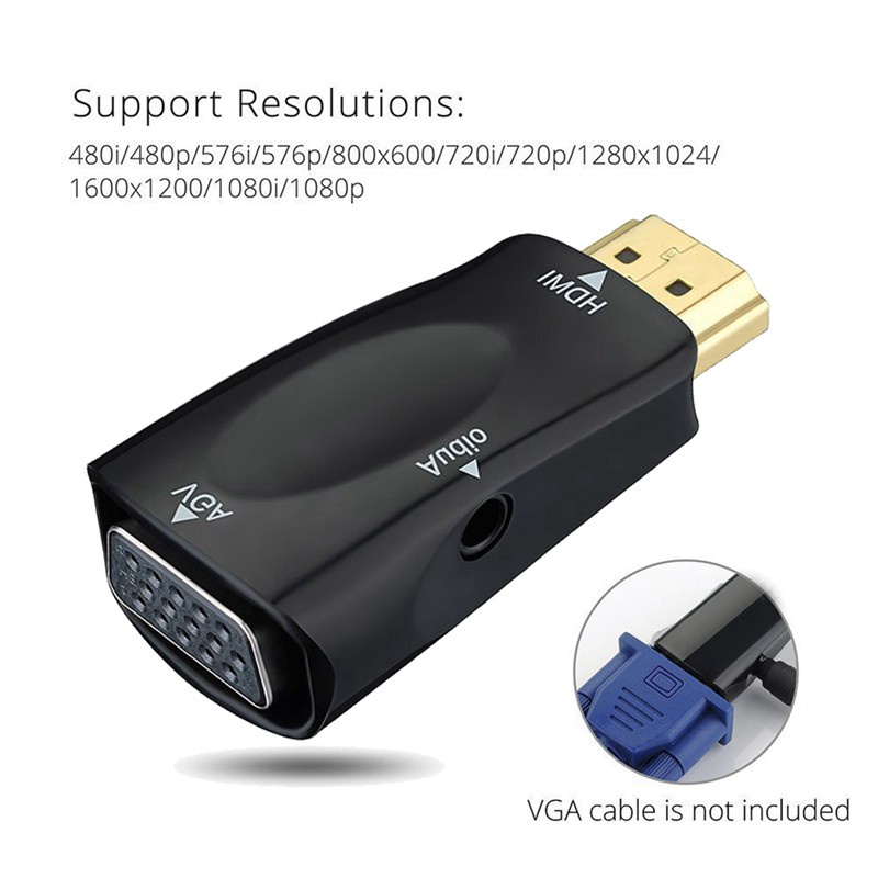 1080P HDMI Male to VGA Female Adapter with 3.5mm Jack Audio Video Converter with DC Buck Converter CC CV Power ule