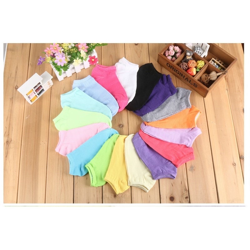 Vớ Tất Trơn Cổ Ngắn Basic có 17 màu loại mỏng thoáng mát cotton kháng khuẩn freesize nam nữ MRSOCKS - VN055