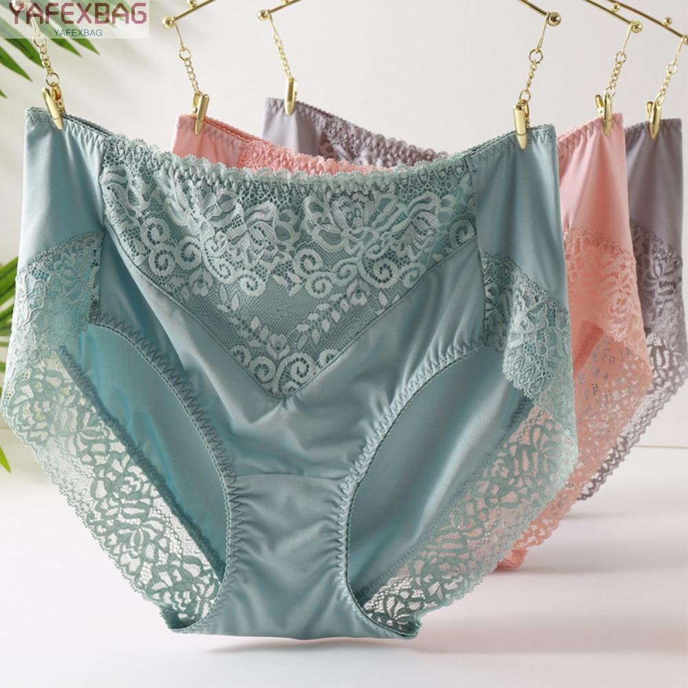 Plus Size Women Panties Soft Daily Underpants Knickers Flower Briefs Underwear