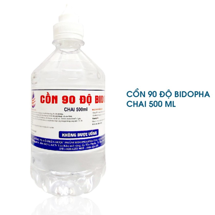 Cồn Bidopha có vòi xịt 90 độ chai 0,5 Lít / 1 Lít - Cồn trắng 90 độ Bidopha chai 500ml / 1000ml có vòi xịt tiện lợi