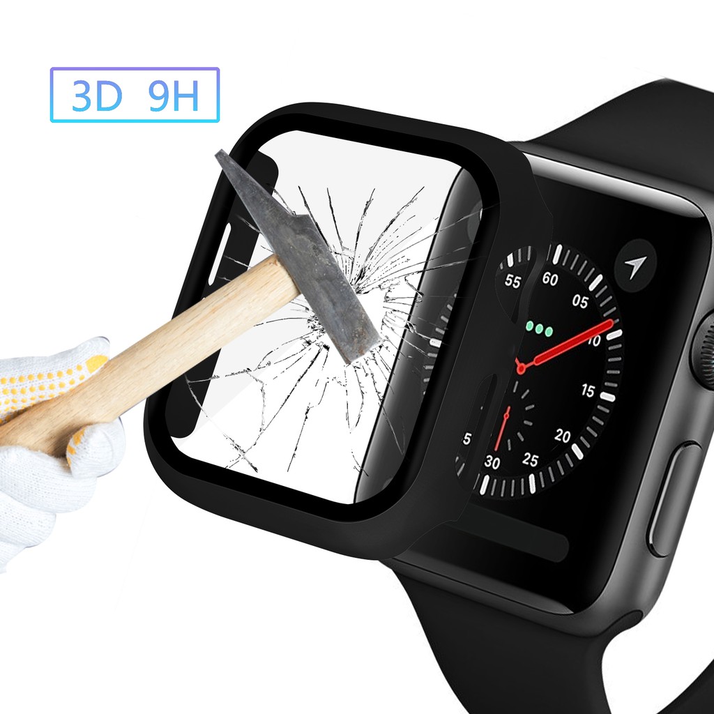 Ốp Khung Kính Cường Lực Bảo Vệ Màn Hình Đồng Hồ Apple Watch Series 6 / 5 / 4 / 3 / 2 / 1 / Se Iwatch 38mm 40mm 42mm 44mm