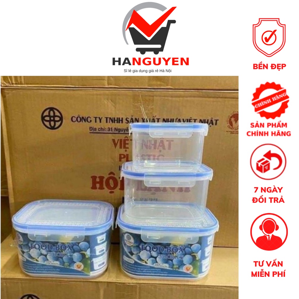 Bộ 3 hộp đựng thực phẩm Tiện Lợi - An Toàn có khóa chắc chắn.