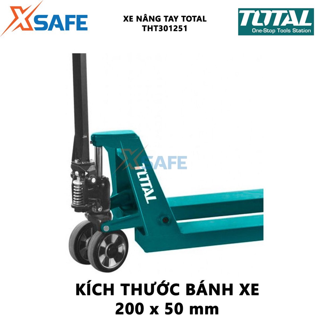 Xe nâng tay TOTAL THT301251 Xe nâng kéo hàng tải trọng 2,5 tấn dùng nâng hàng hóa nặng, cồng kềnh - Chính hãng