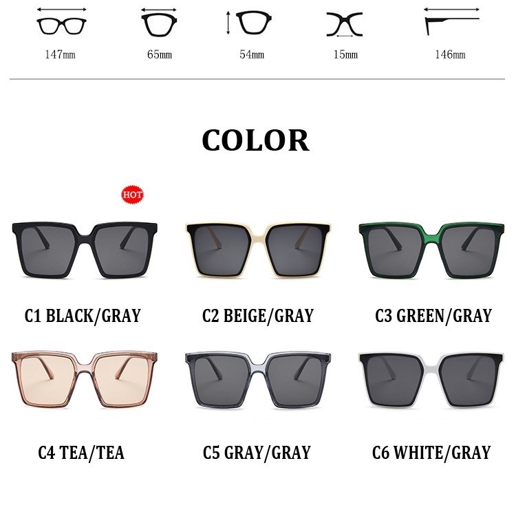 Kính mát gọng vuông chống tia UV400 phong cách Hàn Quốc cho nữ