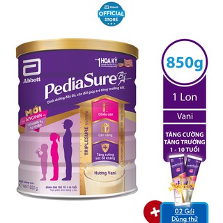 Mã FMCGHOT -10% đơn 400K Tặng 02 gói dùng thử Sữa bột Pediasure 850g