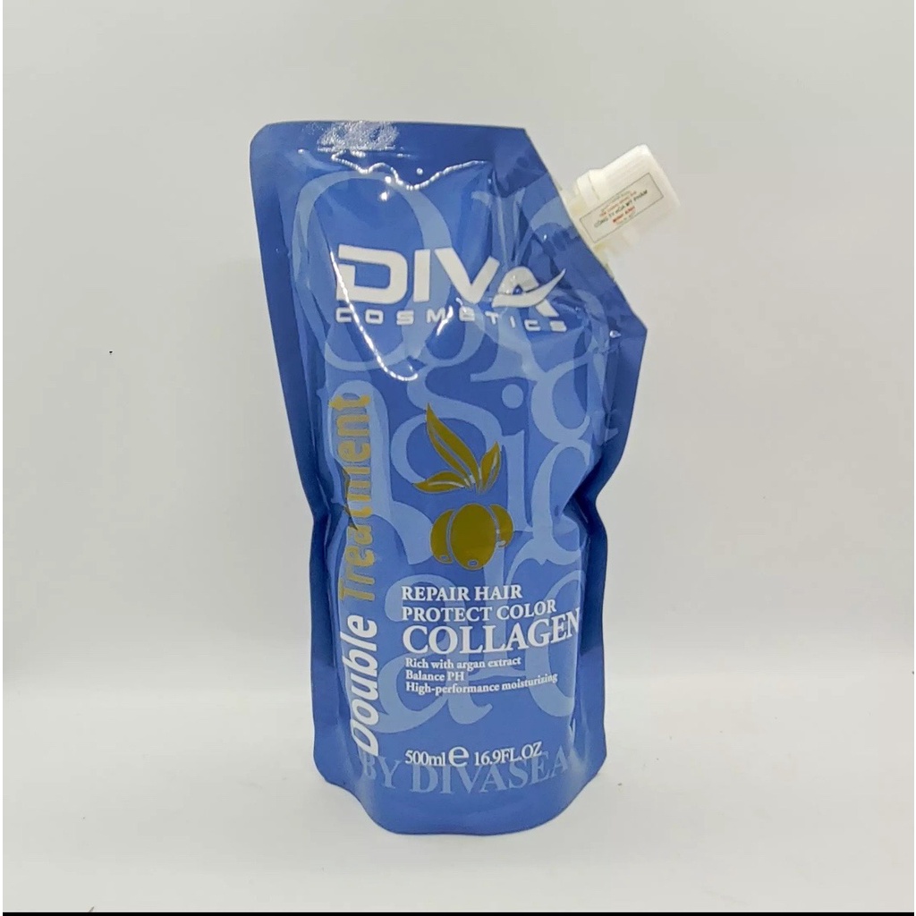 Túi Hấp Phục Hồi COLLAGEN DIVA Ý 500ml Cấp Ẩm Bổ Sung Collagen Cho Tóc Mềm Mượt Chắc Khỏe