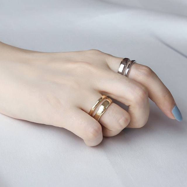 Nhẫn Hai Lớp Thiết Kế Đơn Giản Phong Cách Hàn Quốc