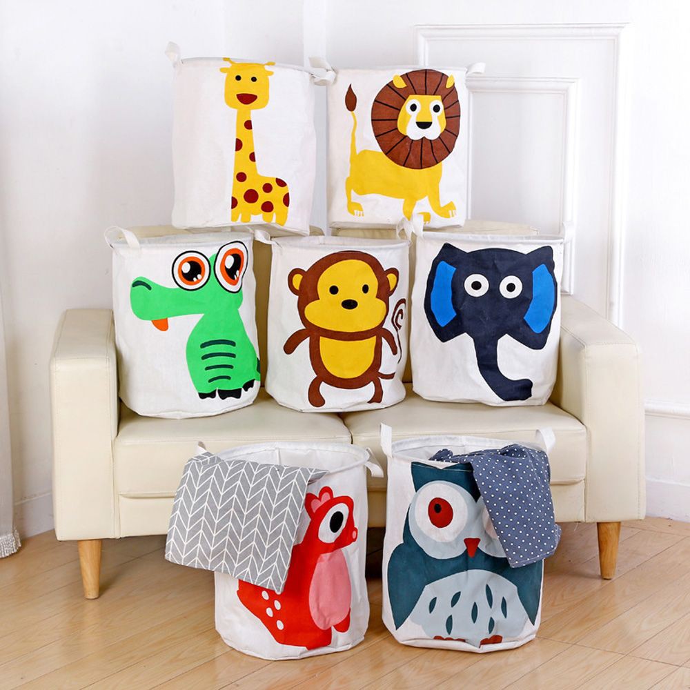 Giỏ đựng quần áo bẩn bằng vải canvas hình cú dễ thương
