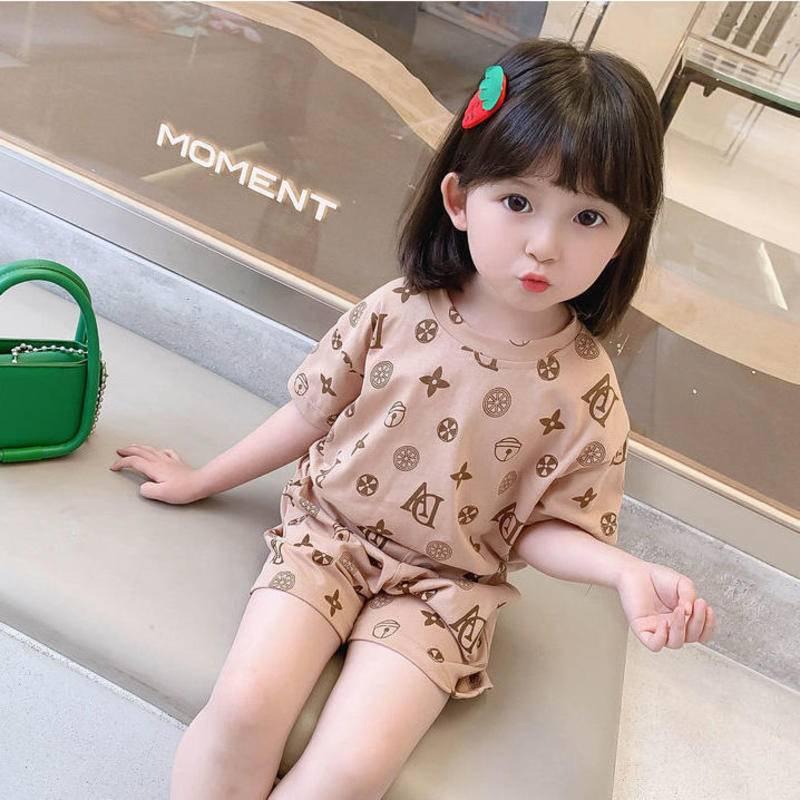 Set trang phục 2 mảnh vải cotton tay ngắn thời trang mùa hè cho bé