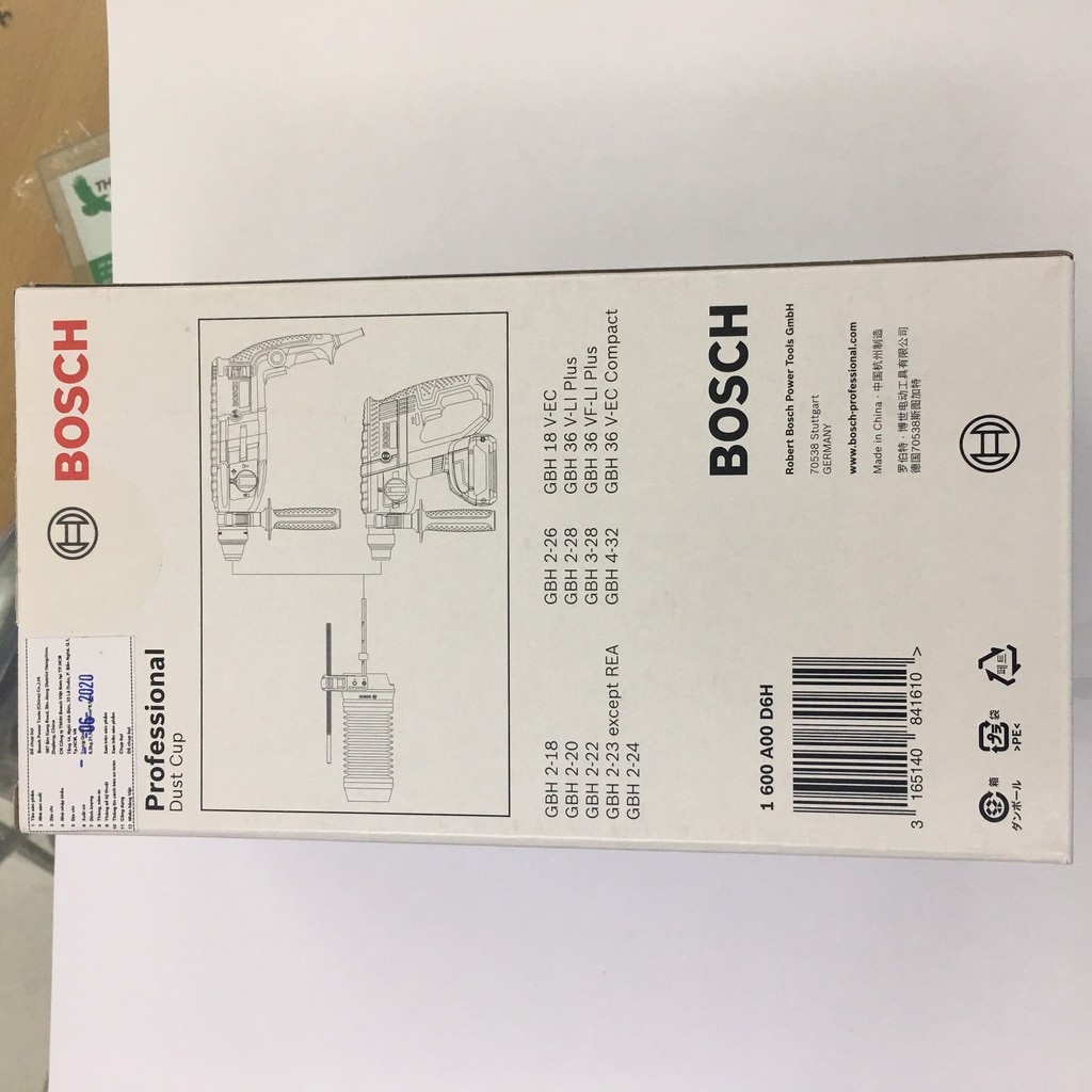 Đầu chụp chứa bụi Bosch 1600A00D6H dành cho máy khoan búa GBH 2 - 4kg hoặc máy pin 18V, 36V