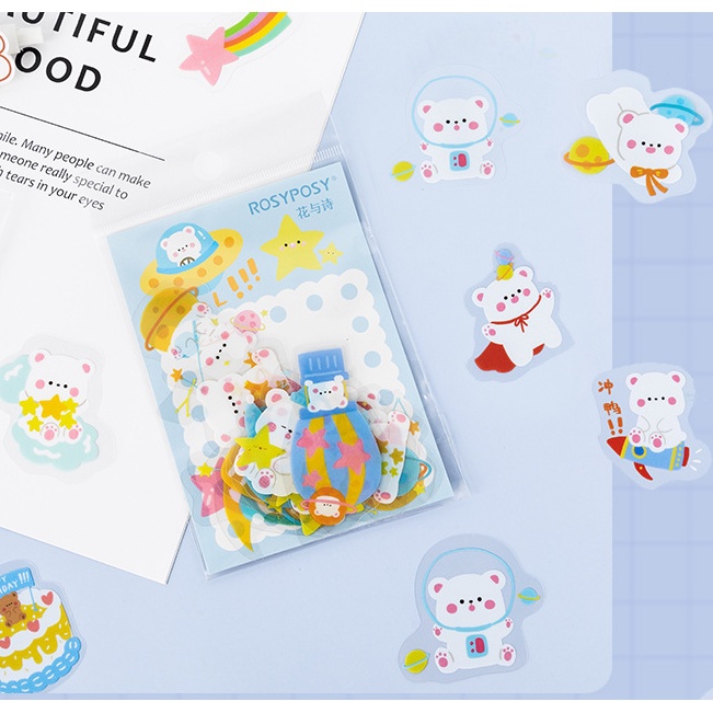 [Hàng mới về] Set nhãn dán Sticker Gấu Thỏ dễ thương
