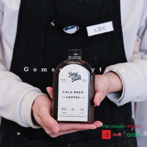 Chai thủy tinh/ Binh thủy tinh cổ dẹt thấp nắp thiếc 500ml đựng coldbrew, coffee
