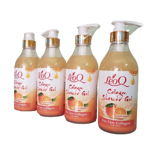 Sữa tắm dưỡng ẩm trắng da toàn thân leoQ collagen cam vàng 600ml