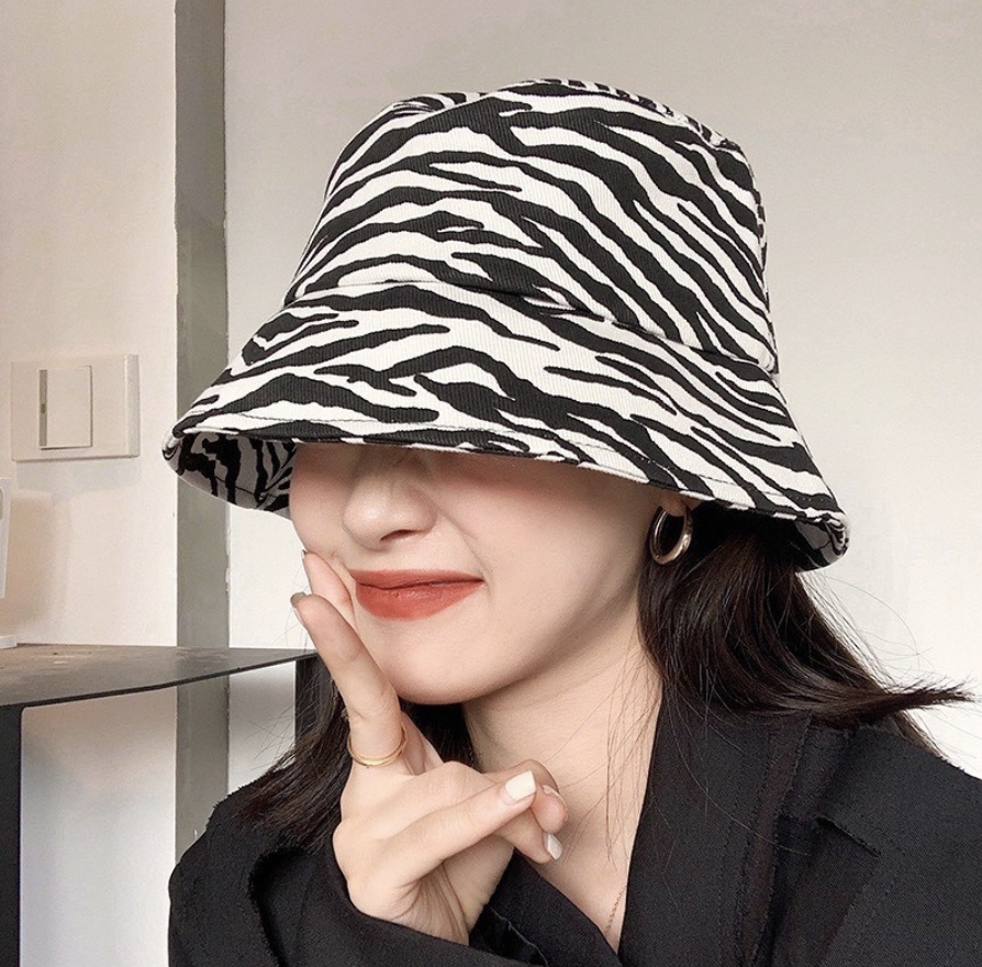 Mũ Bucket ngựa vằn Nón vành tròn hoạ tiết trắng đen phong cách Ulzzang form unisex nam nữ