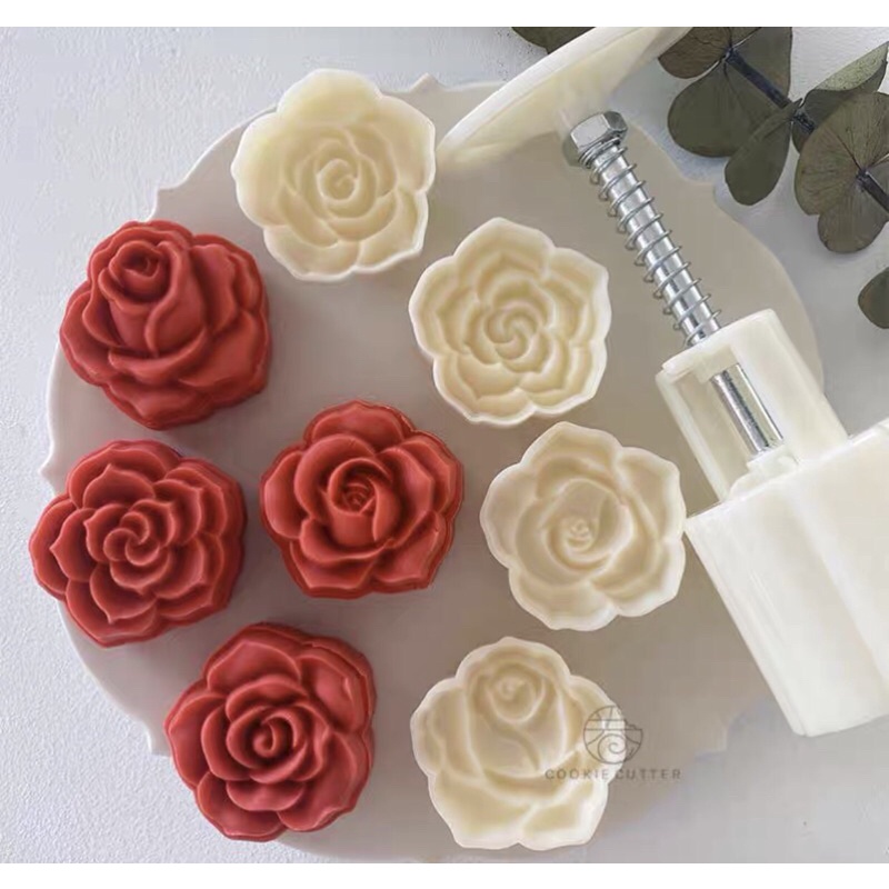 Khuôn trung thu 4 mặt hoa hồng 50gr