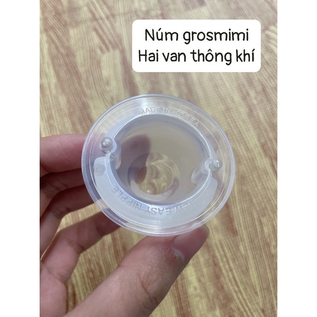 Núm ti Grosmimi thay thế bình Grosmimi và các bình sữa cổ rộng, có 2 van thoát khí