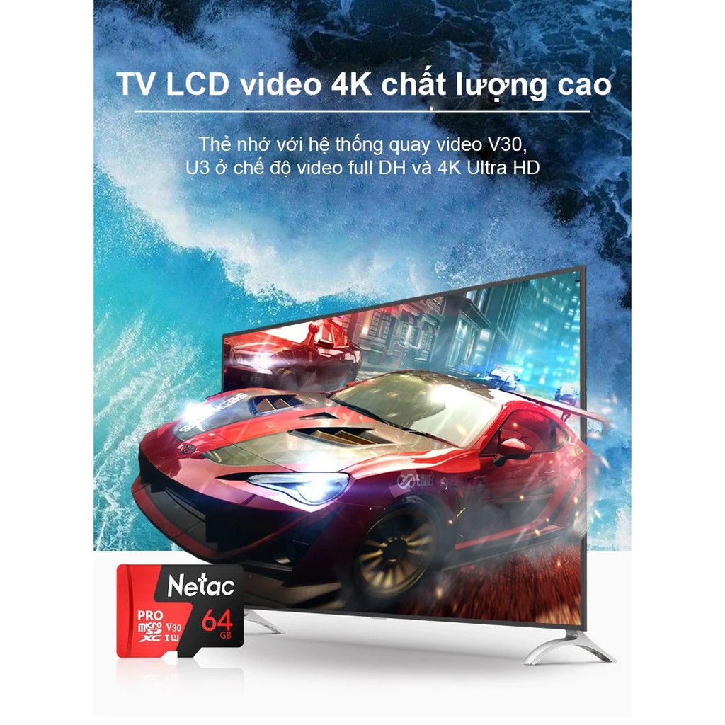 Thẻ nhớ Netac 64GB U3 pro MicroSD tốc độ cao | BigBuy360 - bigbuy360.vn