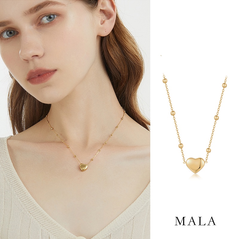 Dây chuyền MAYEBE LAVEND bằng thép titan mạ vàng 18K mặt hình trái tim sang trọng dành cho nữ