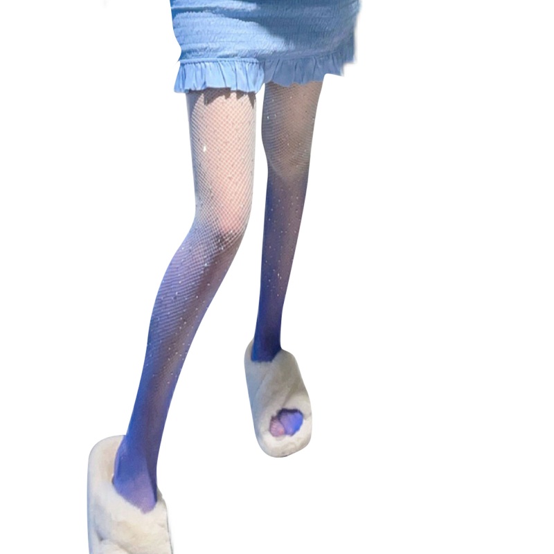 Quần Tất Lưới Lưng Cao Đính Đá Màu Gradient Quyến Rũ Cho Nữ