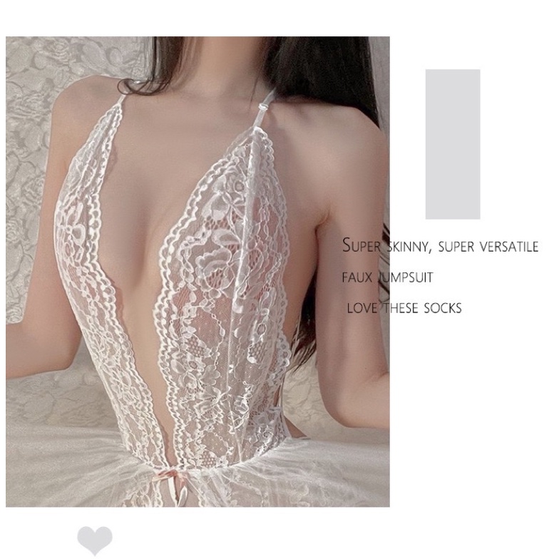 Váy Ngủ Xẻ Sâu Cổ Chữ V Kèm Voan Thắt Nơ MS753 [CWEAR.SEXY_ĐỒ NGỦ &amp; NỘI Y CAO CẤP]
