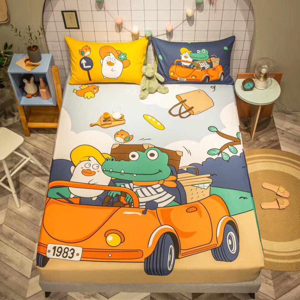Drap giường cotton , ga trải giường cotton 3D họa tiết ngộ nghĩnh cho bé tặng kèm 2 vỏ gối Happy Bedding - VuaChanGa | BigBuy360 - bigbuy360.vn