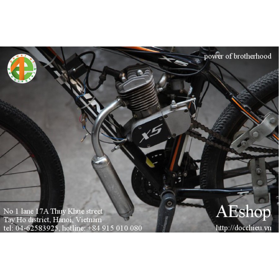 Động cơ gắn xe đạp chạy xăng, động cơ xăng 2 thì chế xe đạp 80cc