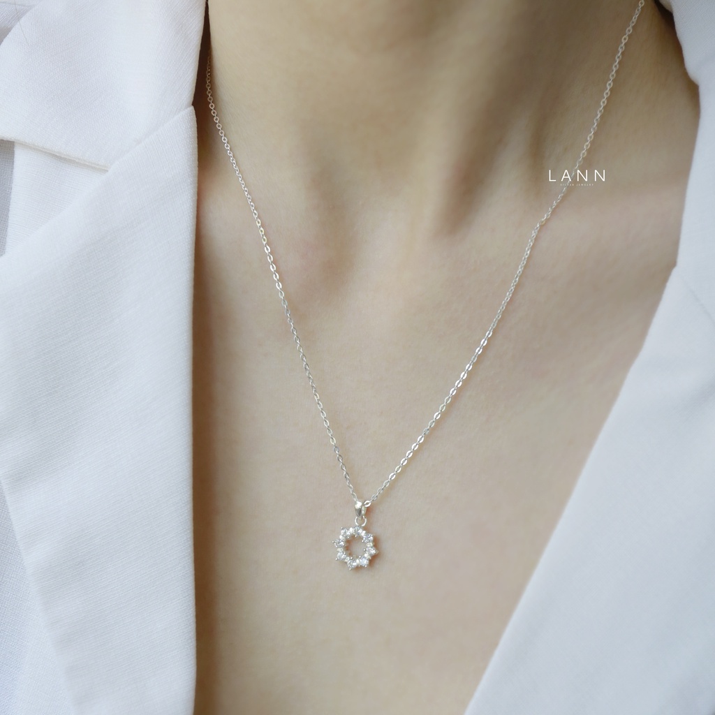 Vòng cổ đá nhỏ xếp bông hoa BẠC S925 LANN N224