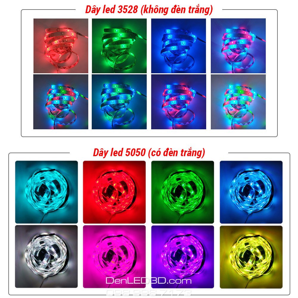 Cuộn Đèn LED 5050 Tiktok Trang Trí Quấn Cây 25 Màu (RGB) Chống Nước, Dài 5M Kèm Remote 44 Phím
