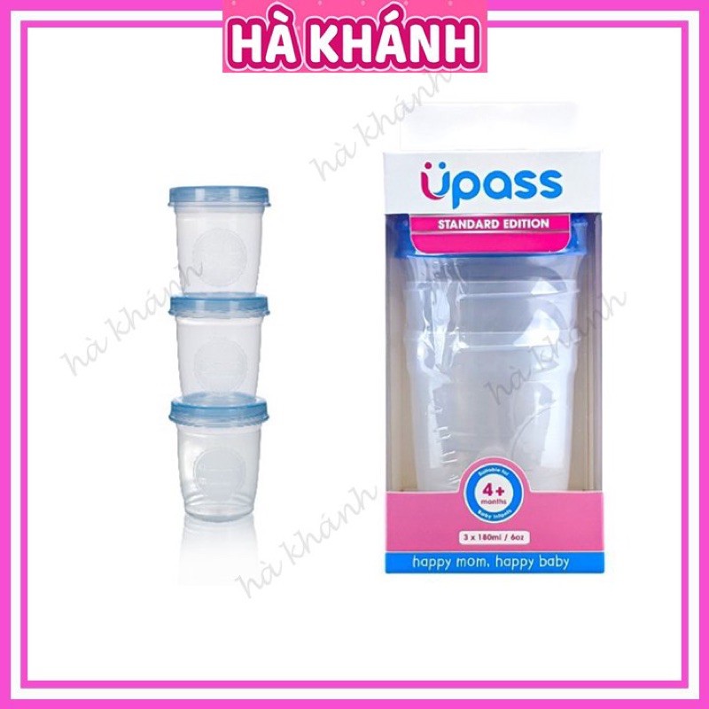 Bộ 3 cốc trữ sữa và thức ăn Upass 180ml