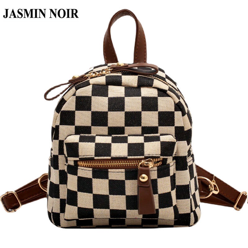 Balo JASMIN NOIR đi học họa tiết ca rô đơn giản thời trang dành cho nữ
