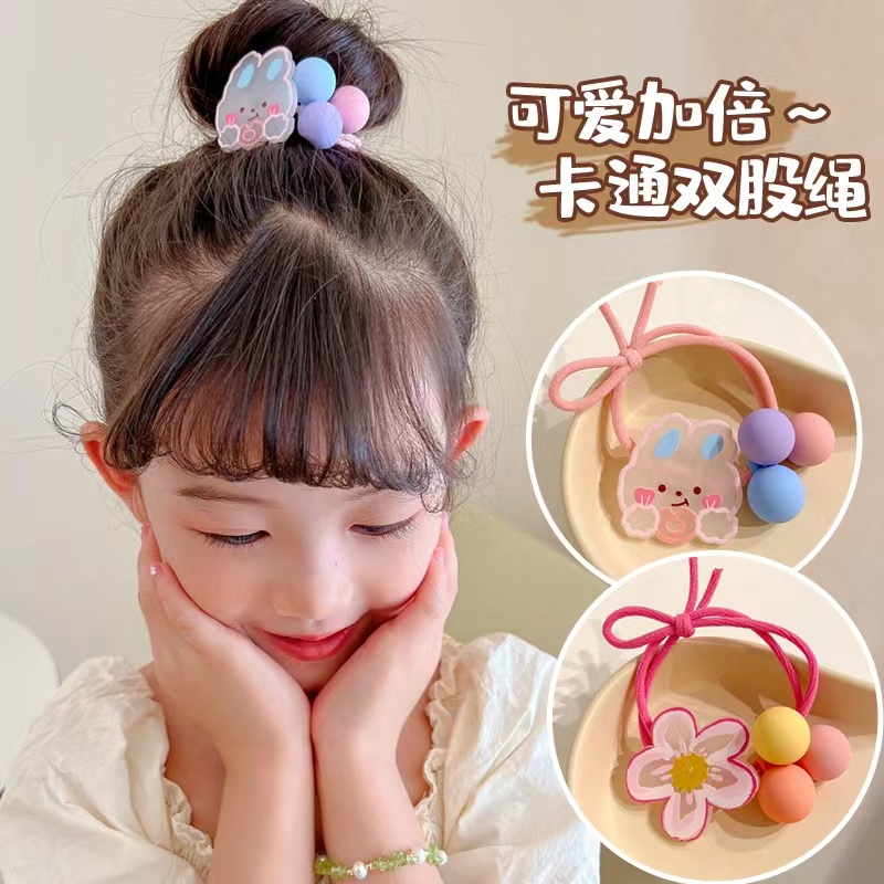 Dây Buộc Tóc Đính Mặt Hoạt Hình Dễ Thương Cho Bé Gái