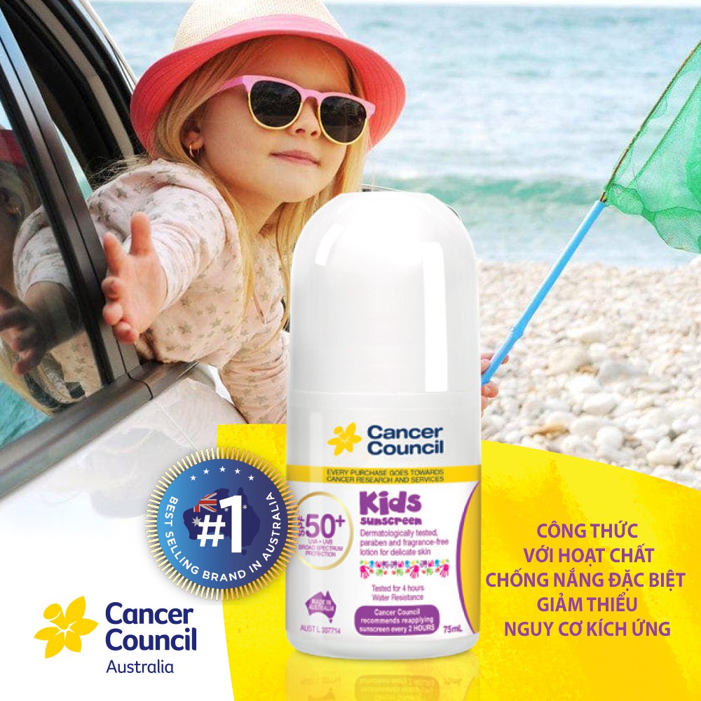 Kem chống nắng cancer council kids dành cho trẻ em dạng lăn spf50+ 75ml - ảnh sản phẩm 2